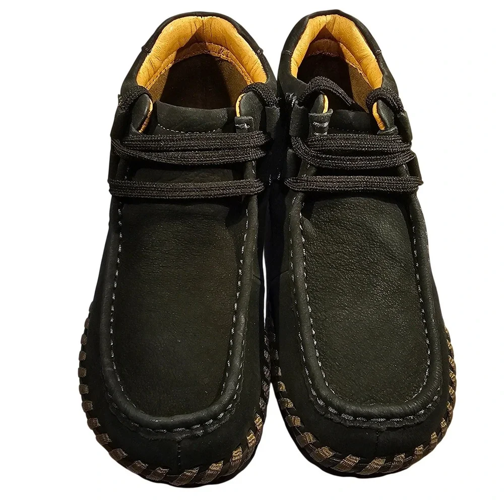 Bernie Mev‎ Tampa Black Leather Whipstitch Memory Foam Chukka Boots Size 38 NEW